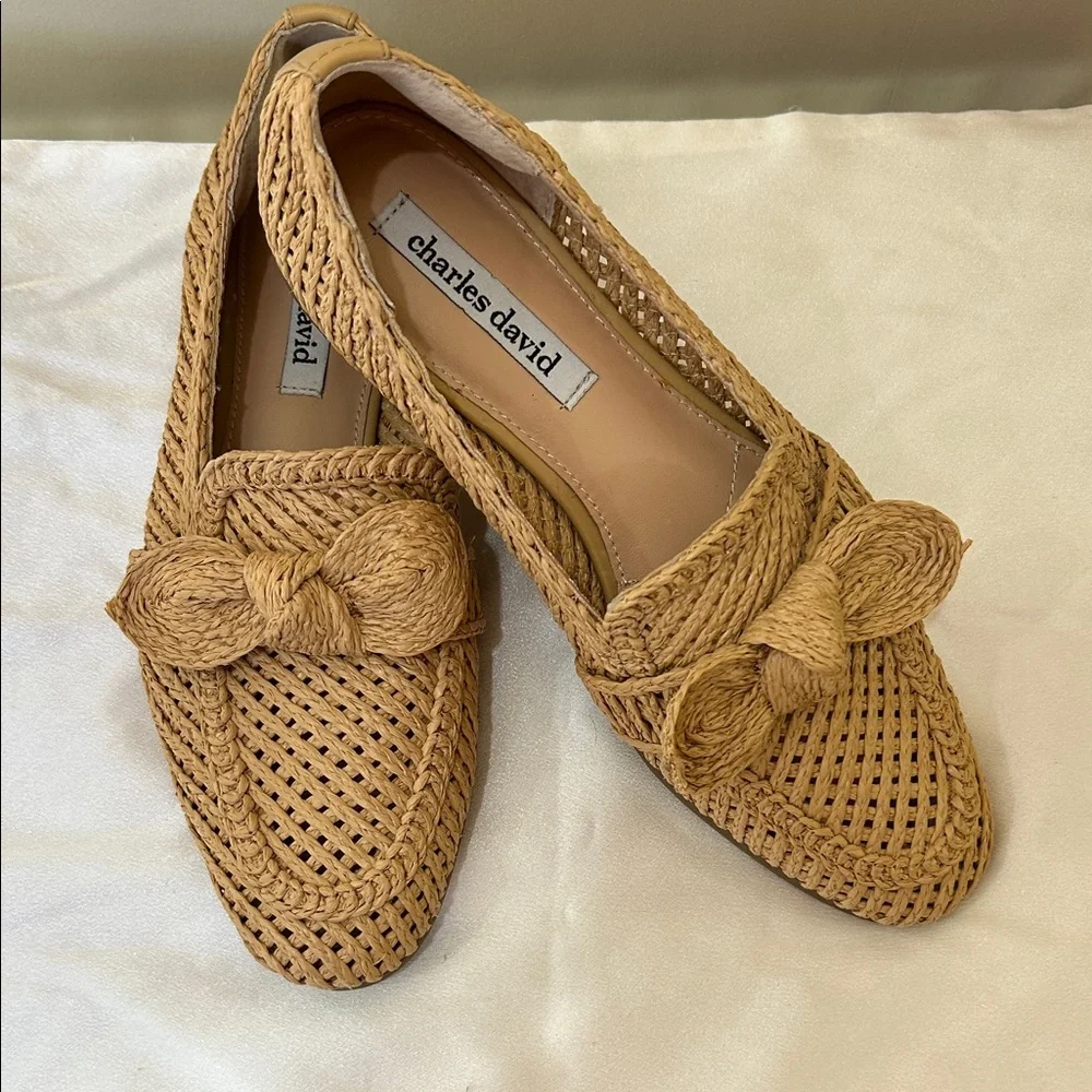Charles David Woven Bow Loafers in Tan - Picture 4 of 6